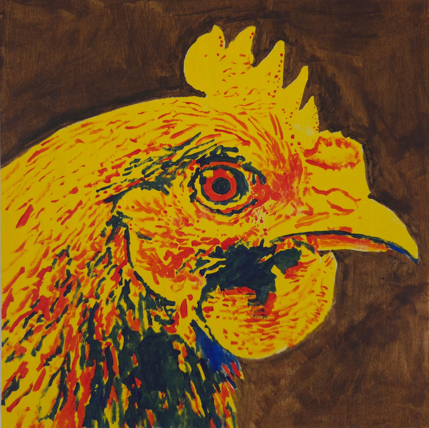 "Fk-caw-ff" original acrylic painting on wooden cradle board.